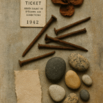 Painted motif of rusted nail – found objects in artistic practice