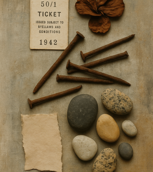 Painted motif of rusted nail – found objects in artistic practice