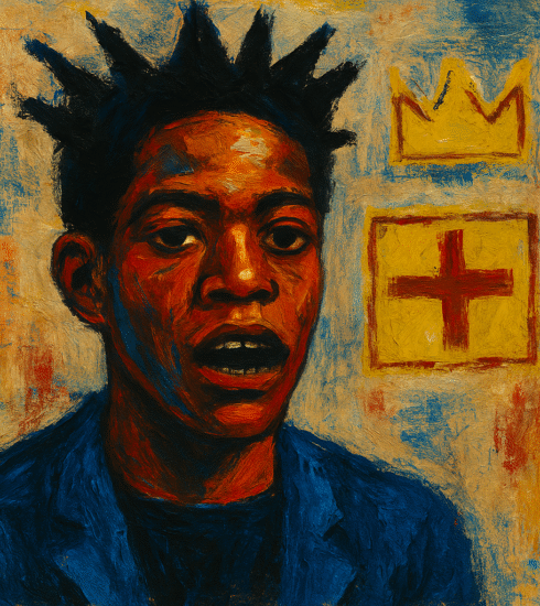 Abstract painting evoking Jean-Michel Basquiat’s vibrant, interrupted future