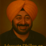 Portrait of Punjabi comedy legend Jaswinder Bhalla wearing a broad orange turban with central fold, smiling warmly, with tribute text and quote.